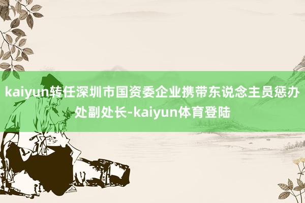 kaiyun转任深圳市国资委企业携带东说念主员惩办处副处长-