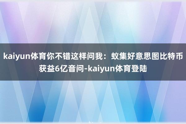 kaiyun体育你不错这样问我：蚁集好意思图比特币获益6亿音